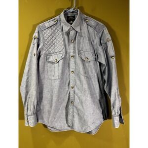 Willis & Geiger Mens Utility Safari Hunting Military Shooting Shirt Blue Sz Med